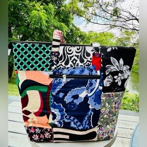Colorful Patchwork Tote Bag - Vibrant Designer Style, Size 16.5x14 NWT